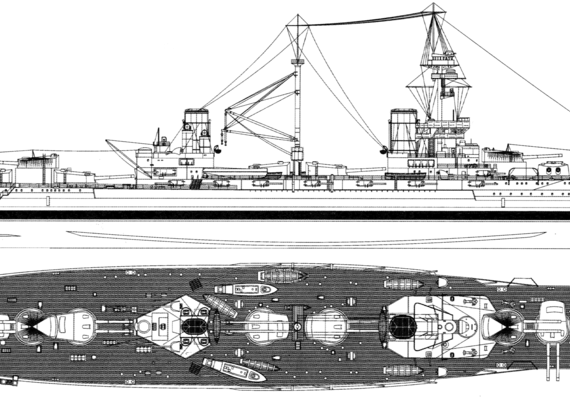 Боевой корабль HMS Agincourt 1918 [Battleship] - чертежи, габариты, рисунки